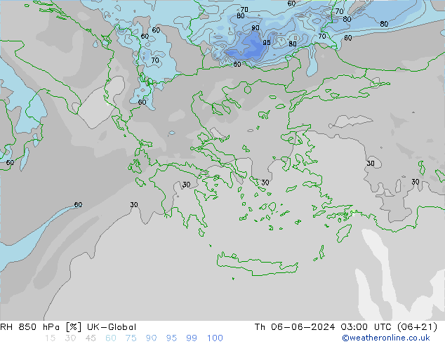 RH 850 hPa UK-Global Do 06.06.2024 03 UTC