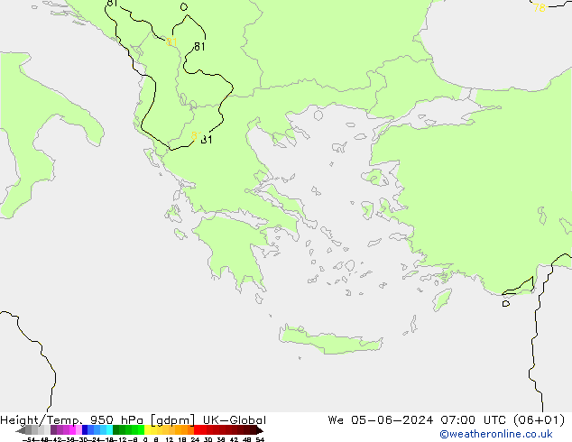 Height/Temp. 950 hPa UK-Global We 05.06.2024 07 UTC