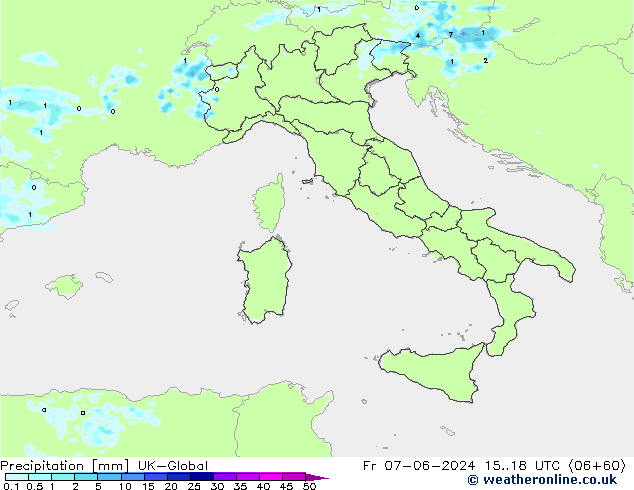 Precipitation UK-Global Fr 07.06.2024 18 UTC