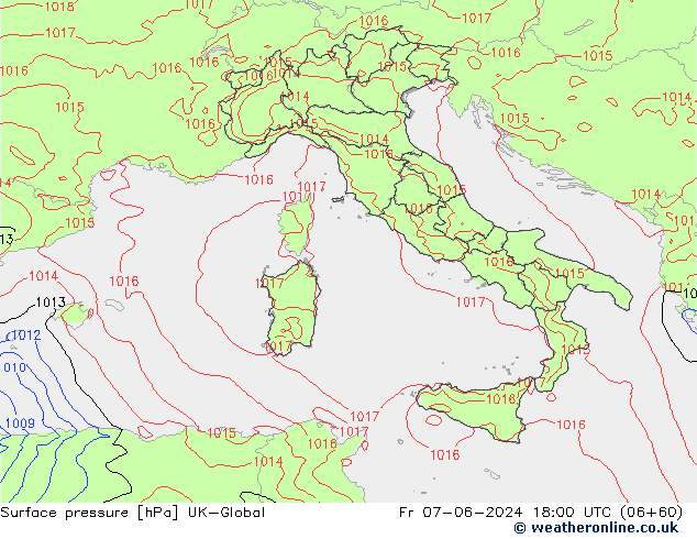 Luchtdruk (Grond) UK-Global vr 07.06.2024 18 UTC