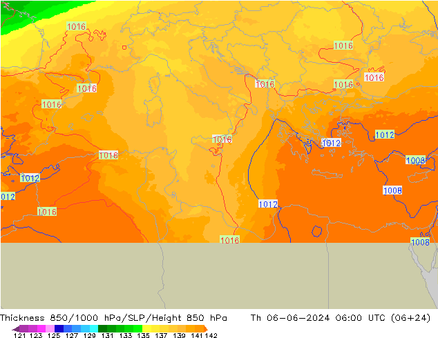 Thck 850-1000 hPa UK-Global Th 06.06.2024 06 UTC
