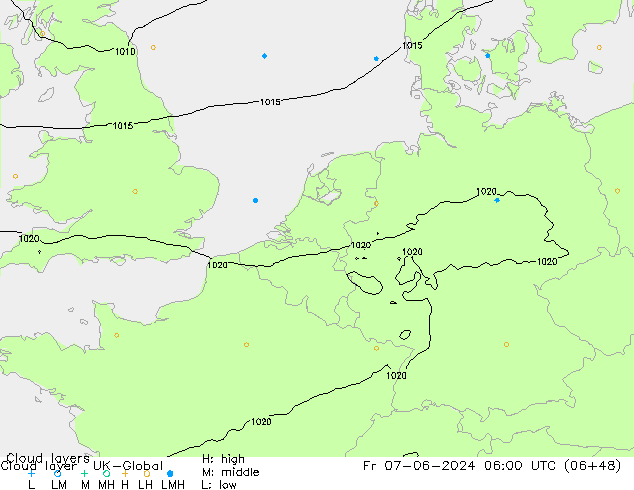 Cloud layer UK-Global Fr 07.06.2024 06 UTC