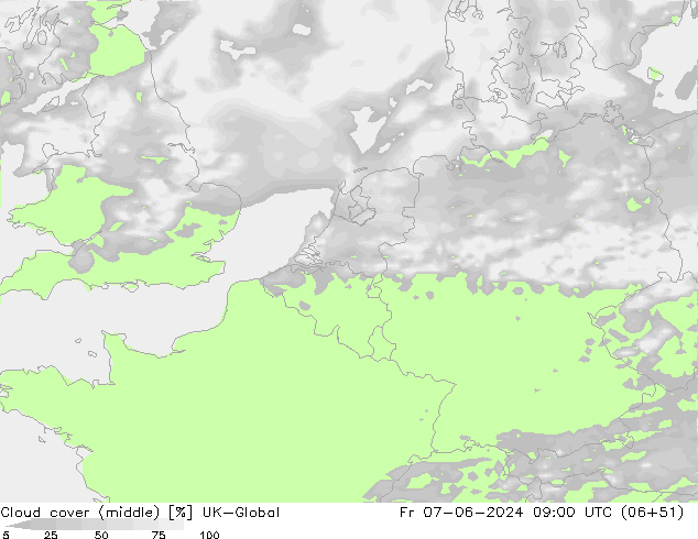 Cloud cover (middle) UK-Global Fr 07.06.2024 09 UTC