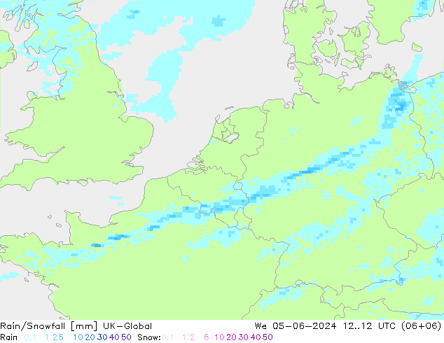 Rain/Snowfall UK-Global 星期三 05.06.2024 12 UTC