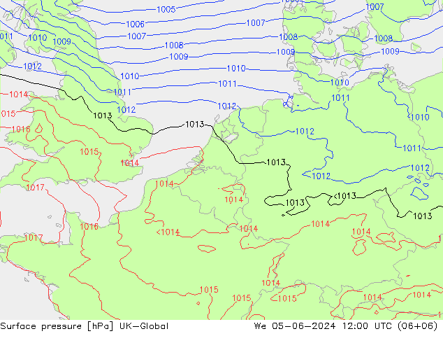 地面气压 UK-Global 星期三 05.06.2024 12 UTC