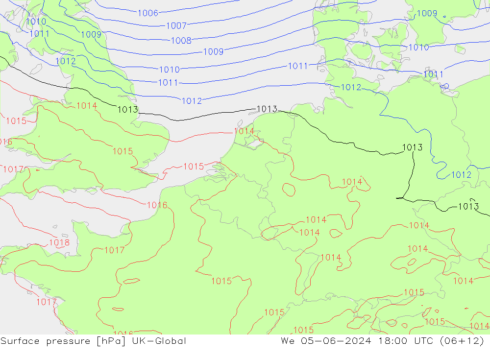 Luchtdruk (Grond) UK-Global wo 05.06.2024 18 UTC