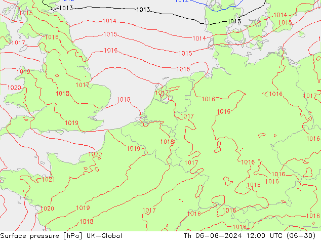 Surface pressure UK-Global Th 06.06.2024 12 UTC