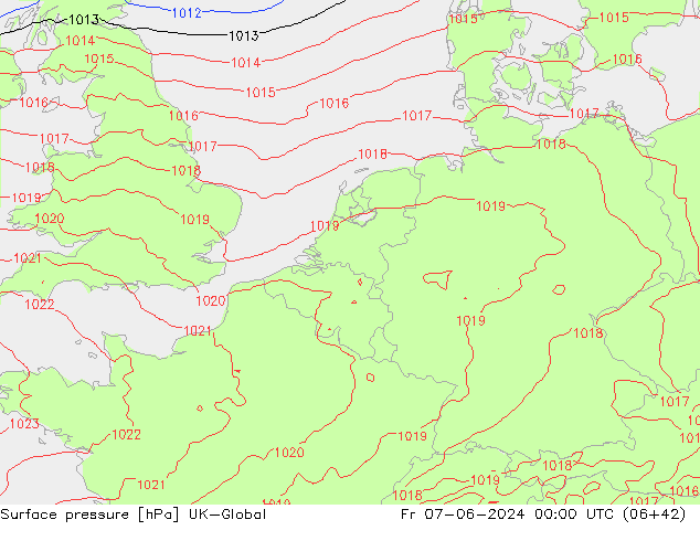 Surface pressure UK-Global Fr 07.06.2024 00 UTC