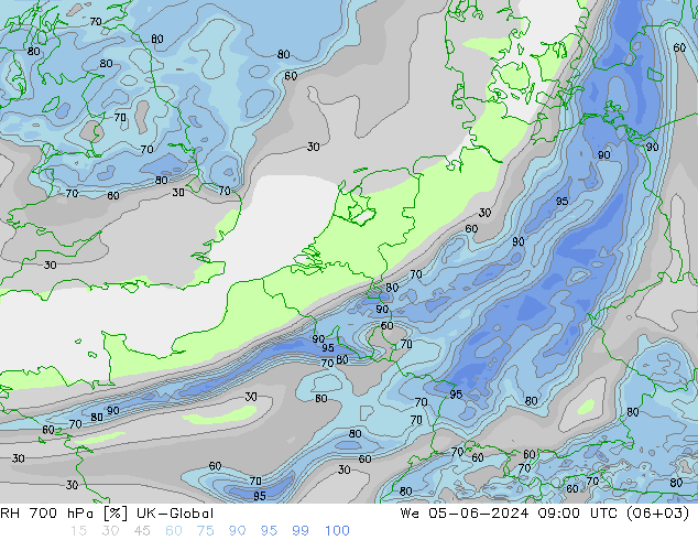 RH 700 hPa UK-Global Qua 05.06.2024 09 UTC