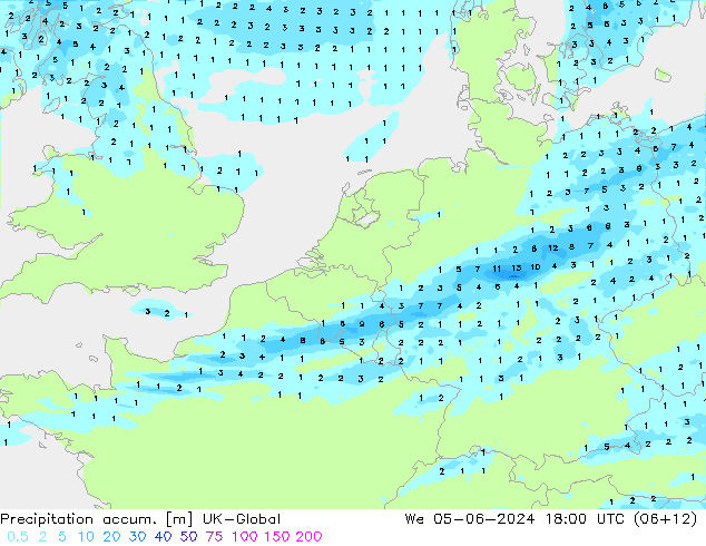 Precipitation accum. UK-Global Qua 05.06.2024 18 UTC