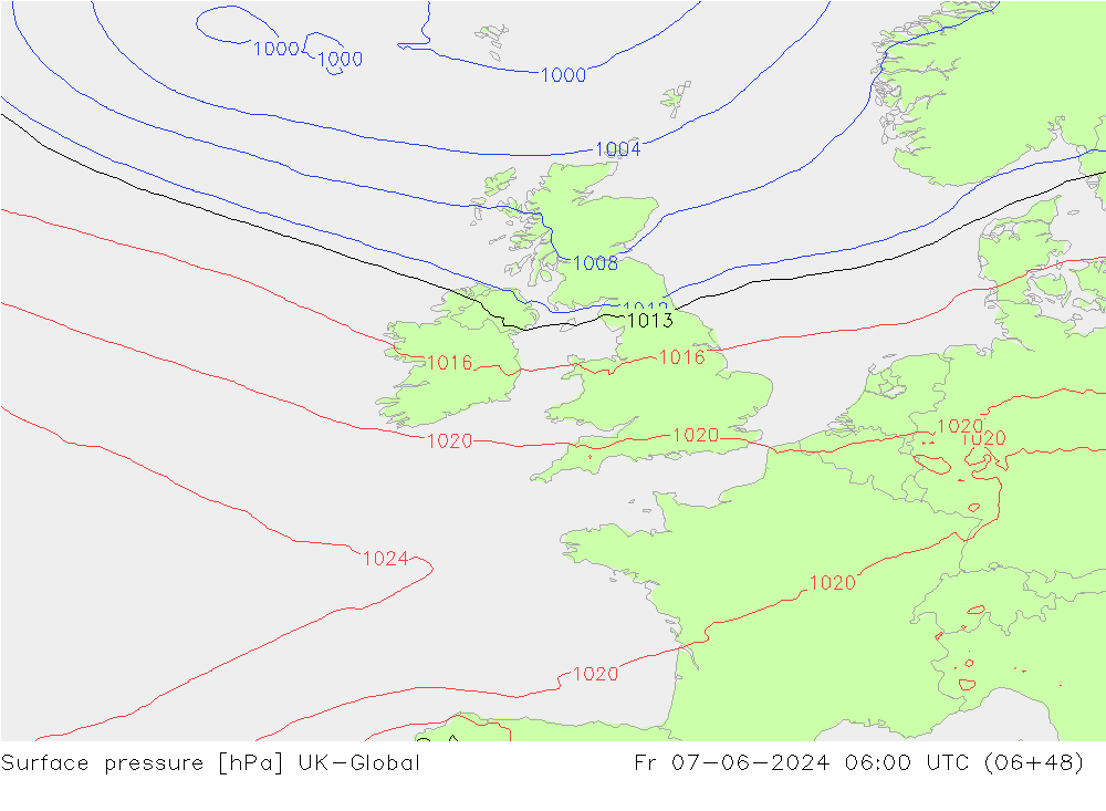 pression de l'air UK-Global ven 07.06.2024 06 UTC