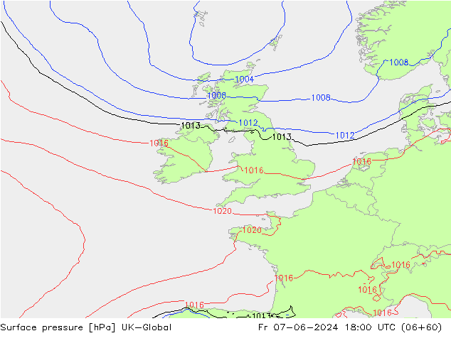 Surface pressure UK-Global Fr 07.06.2024 18 UTC