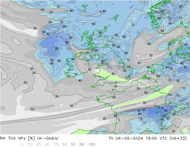 RH 700 hPa UK-Global  06.06.2024 15 UTC