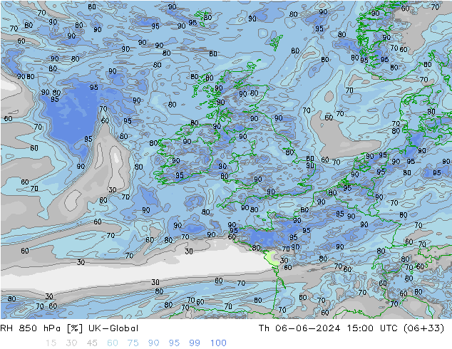 RH 850 hPa UK-Global  06.06.2024 15 UTC
