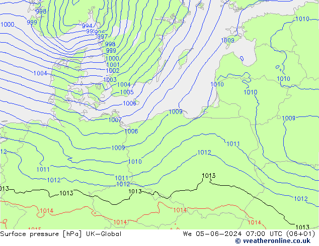 Surface pressure UK-Global We 05.06.2024 07 UTC