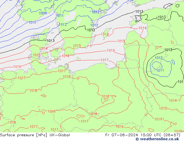 Surface pressure UK-Global Fr 07.06.2024 15 UTC