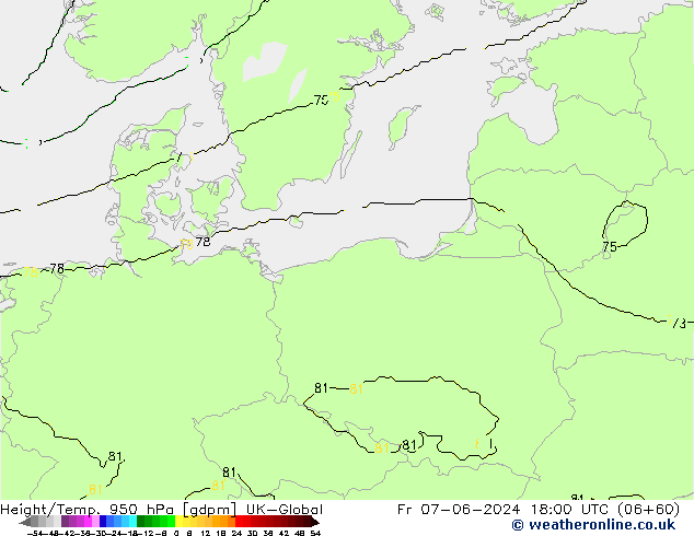 Height/Temp. 950 hPa UK-Global  07.06.2024 18 UTC