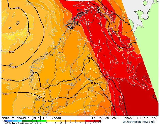Theta-W 850hPa UK-Global gio 06.06.2024 18 UTC