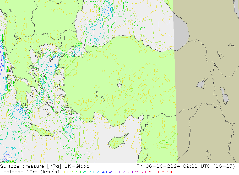 Isotachs (kph) UK-Global  06.06.2024 09 UTC