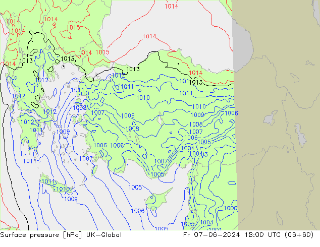 приземное давление UK-Global пт 07.06.2024 18 UTC