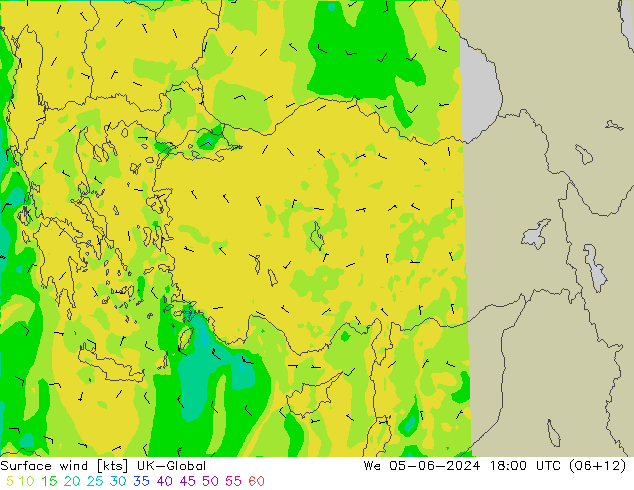 Viento 10 m UK-Global mié 05.06.2024 18 UTC