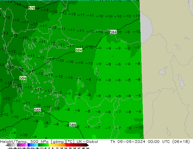 Height/Temp. 500 hPa UK-Global gio 06.06.2024 00 UTC