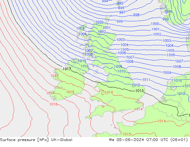 приземное давление UK-Global ср 05.06.2024 07 UTC