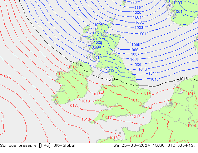 Presión superficial UK-Global mié 05.06.2024 18 UTC