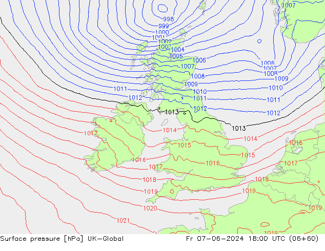 Luchtdruk (Grond) UK-Global vr 07.06.2024 18 UTC