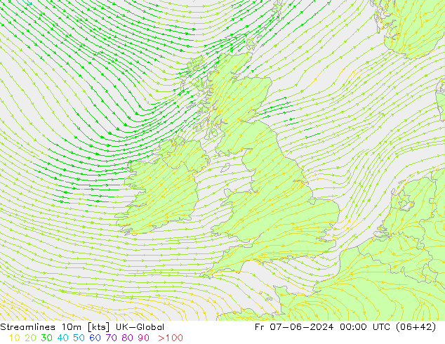 Streamlines 10m UK-Global Pá 07.06.2024 00 UTC