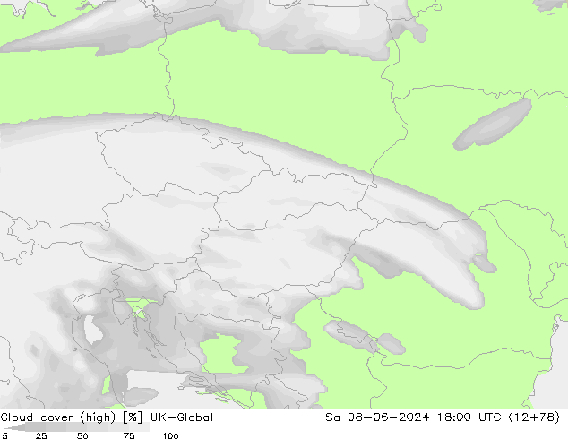 Cloud cover (high) UK-Global Sa 08.06.2024 18 UTC