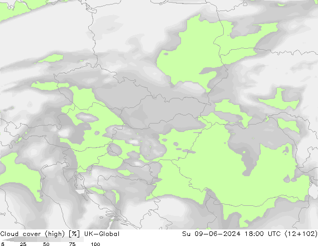 Cloud cover (high) UK-Global Su 09.06.2024 18 UTC