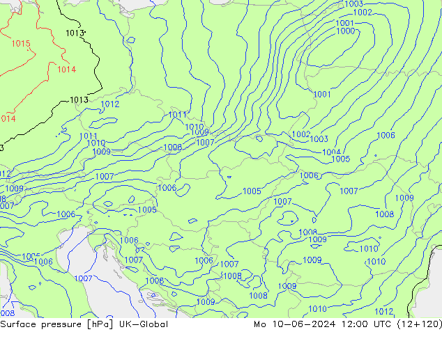 Surface pressure UK-Global Mo 10.06.2024 12 UTC