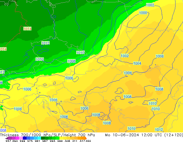 Thck 700-1000 hPa UK-Global Seg 10.06.2024 12 UTC