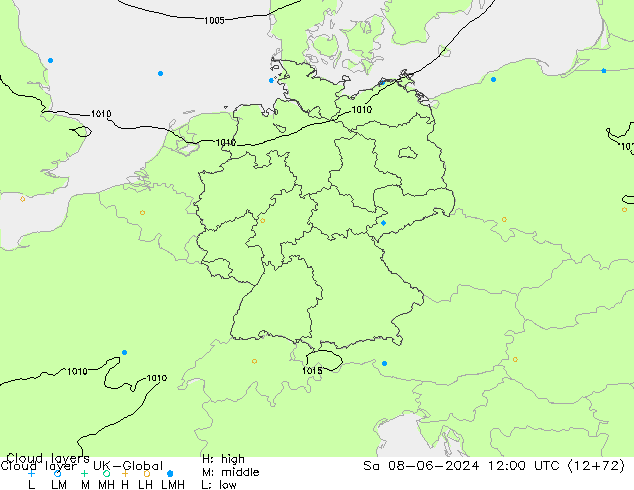 Cloud layer UK-Global sab 08.06.2024 12 UTC
