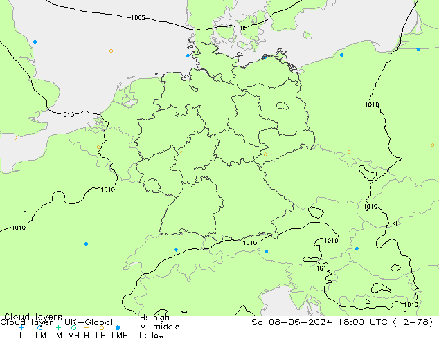 Cloud layer UK-Global сб 08.06.2024 18 UTC