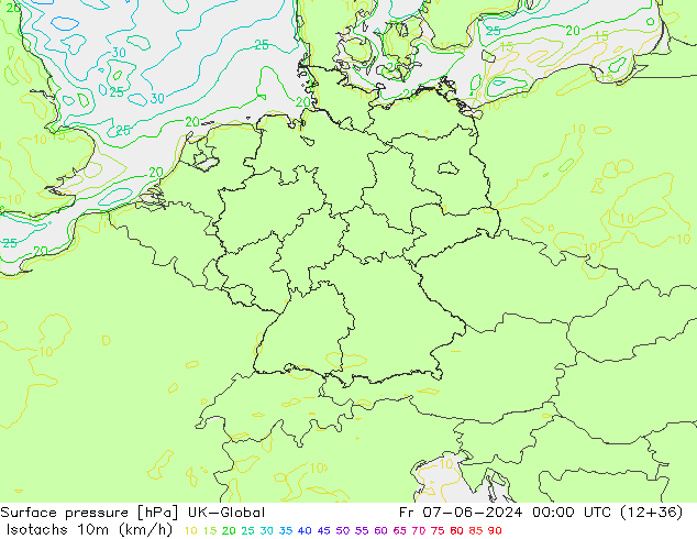 Eşrüzgar Hızları (km/sa) UK-Global Cu 07.06.2024 00 UTC