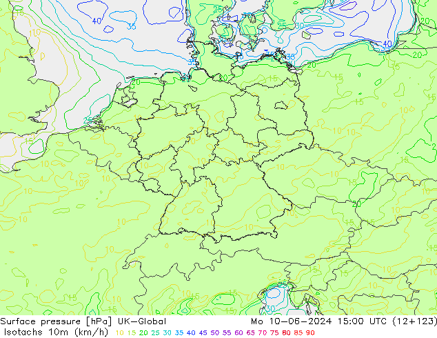 Isotachen (km/h) UK-Global ma 10.06.2024 15 UTC