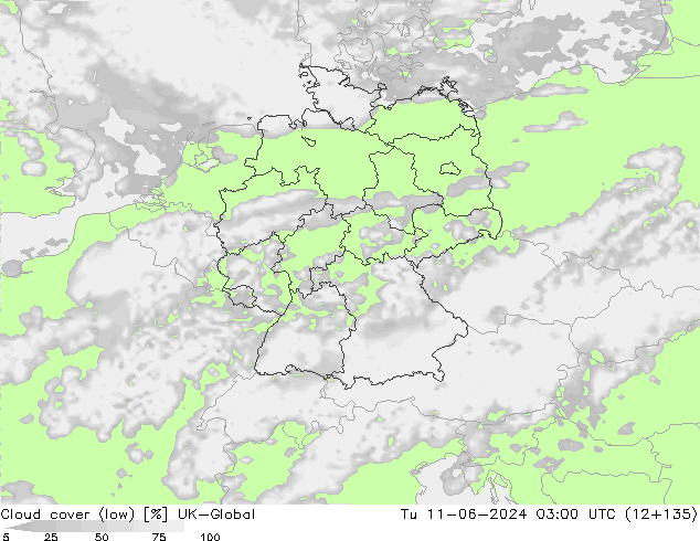 Bewolking (Laag) UK-Global di 11.06.2024 03 UTC