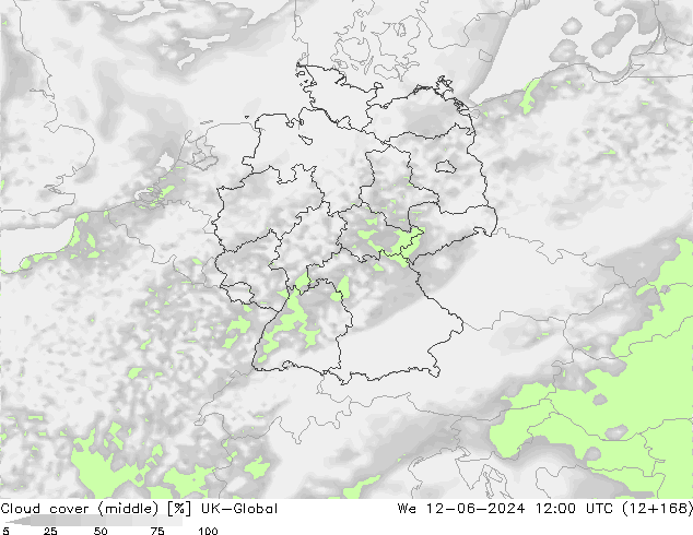 Bewolking (Middelb.) UK-Global wo 12.06.2024 12 UTC