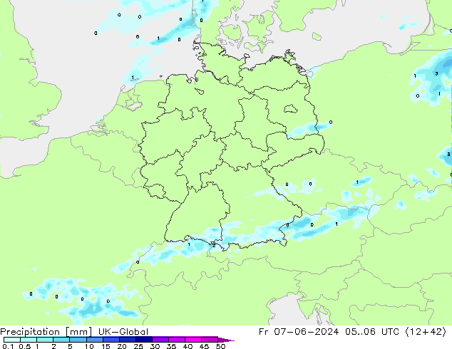 Niederschlag UK-Global Fr 07.06.2024 06 UTC