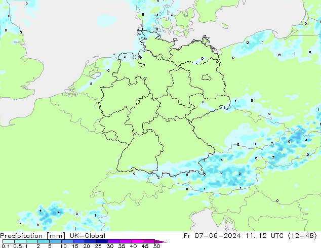 precipitação UK-Global Sex 07.06.2024 12 UTC