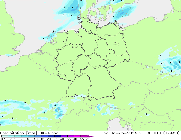 осадки UK-Global сб 08.06.2024 00 UTC