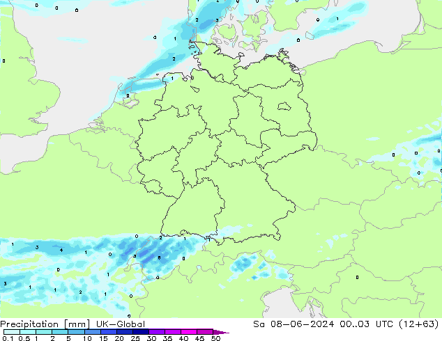 Precipitazione UK-Global sab 08.06.2024 03 UTC