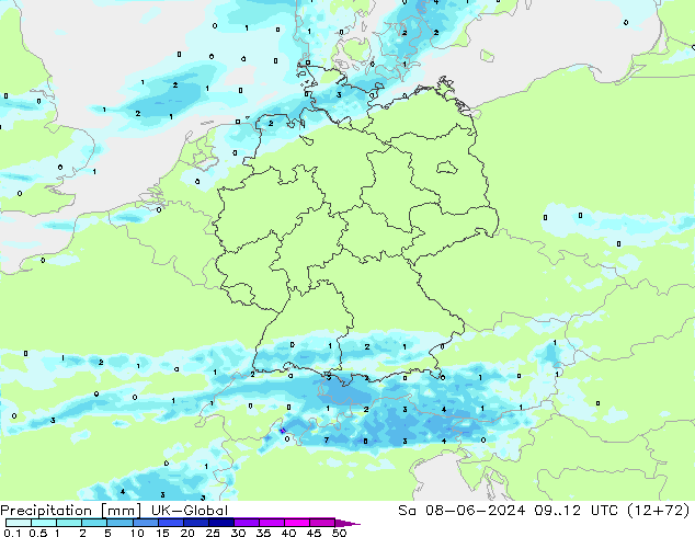 Precipitation UK-Global Sa 08.06.2024 12 UTC