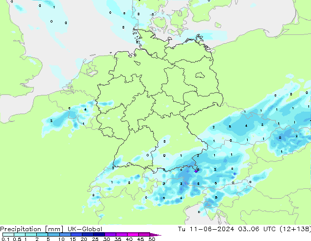 Srážky UK-Global Út 11.06.2024 06 UTC