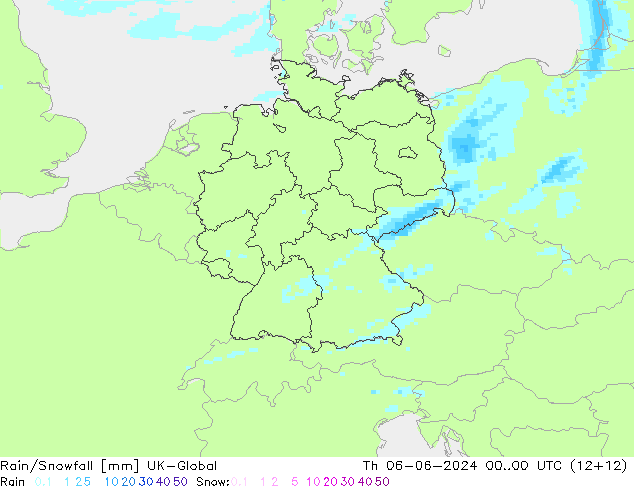 Rain/Snowfall UK-Global  06.06.2024 00 UTC