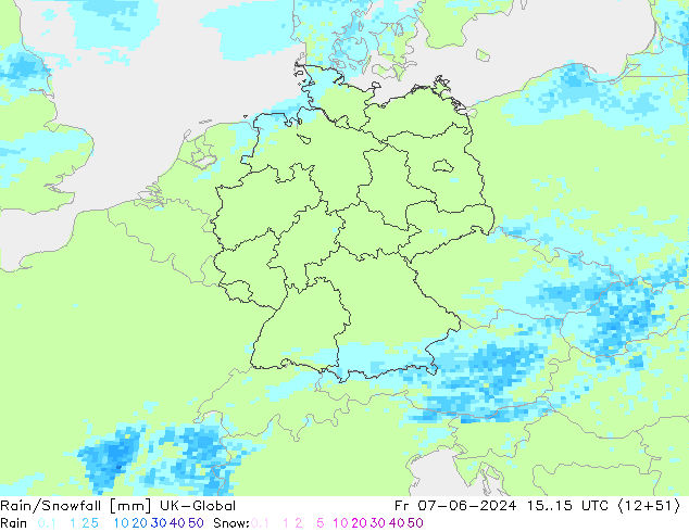 Rain/Snowfall UK-Global Pá 07.06.2024 15 UTC