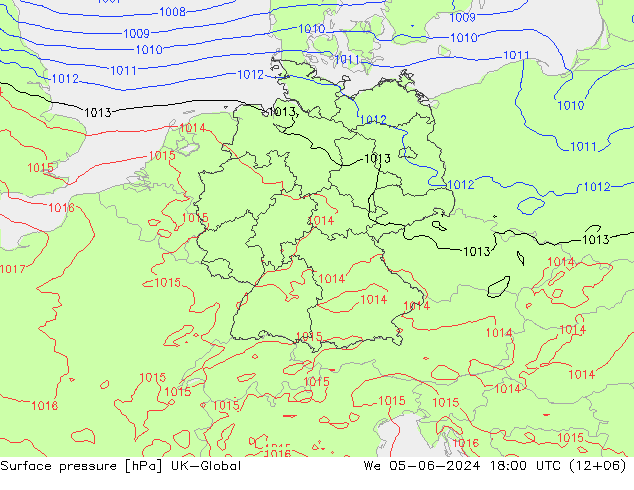 地面气压 UK-Global 星期三 05.06.2024 18 UTC