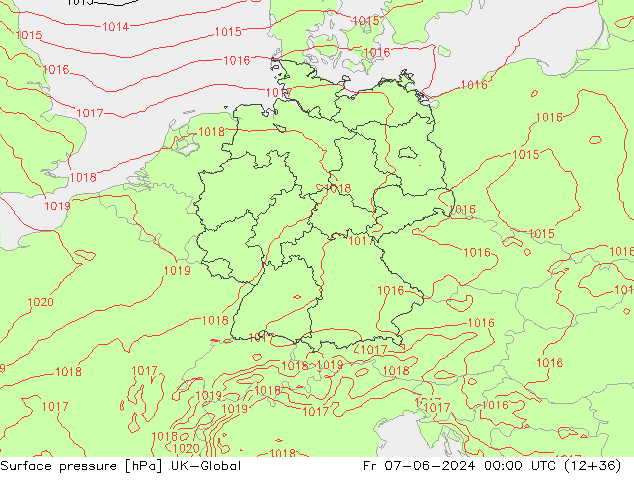 Luchtdruk (Grond) UK-Global vr 07.06.2024 00 UTC